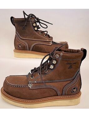 Hawx Men’s 6" Grade Comp Moc Toe Work Boots, Brown‎ Leather, Size 7D, NWT